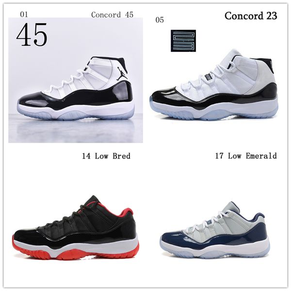 

2019 11 mens 11s basketball shoes new concord 45 platinum tint space jam gym red win like 96 xi designer sneakers men sport shoes zz010