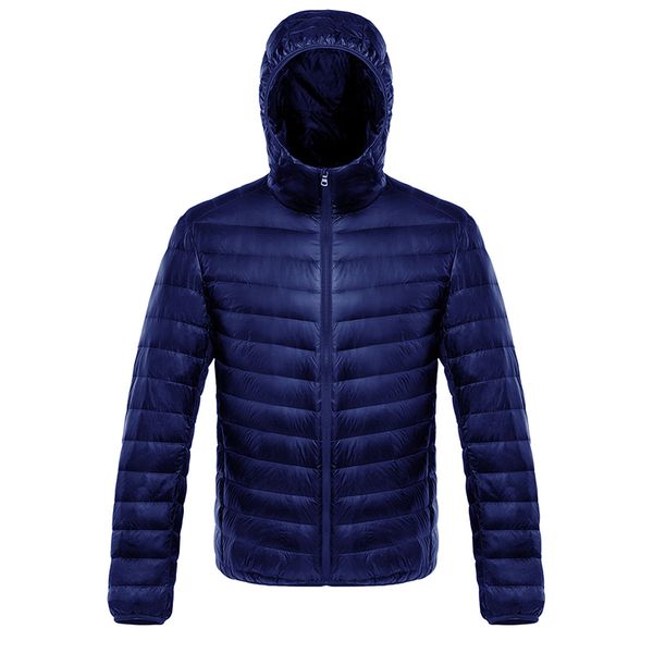 

men&women duck down winter jacket soft satin warm coat hoded jacket lightweight solid navy blue outwear large size 3xl 4xl, Black