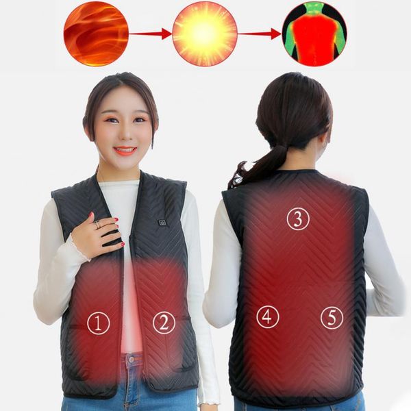 

autumn winter heated vest usb charging adjustable modes warm vest practical outdoor riding skiing washable jackets, Gray;blue