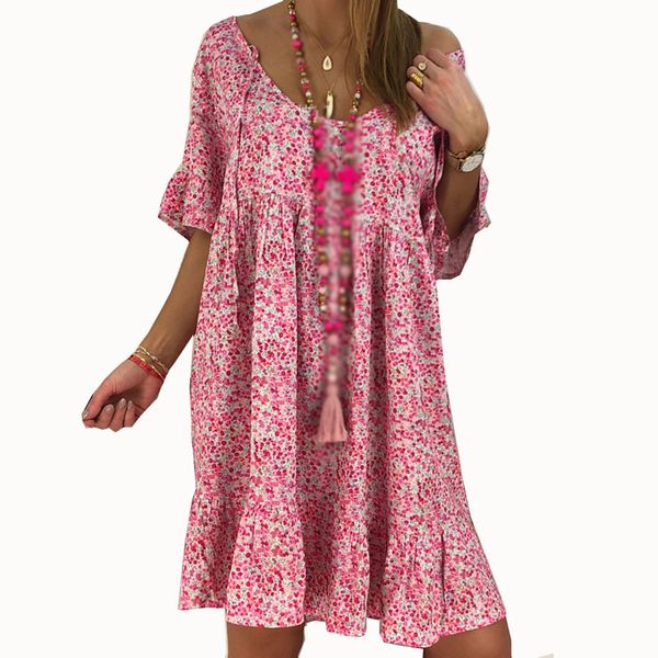 

women beach summer round neck floral print fashion party ladies dress, Black;gray