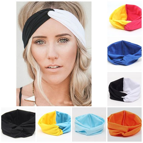 Girls Stretch Twist Headband Patchwork Color Hairbands Sport Yoga