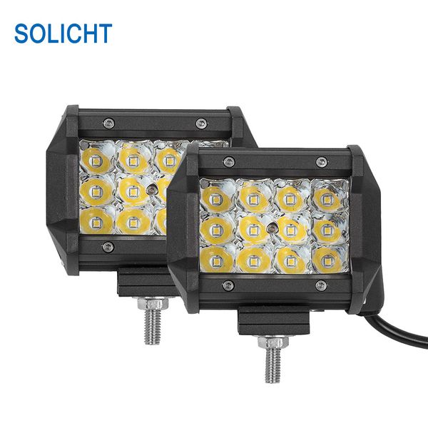 

solicht 2x 4 inch tri-row led light bar 36w pare-buffles voiture 12v 24v 4x4 suv tractor truck boat 4wd led bar offroad