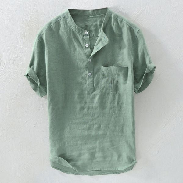 

shirts men summer new solid color cotton button short sleeves large blouse streetwear men shirt chemise homme, White;black