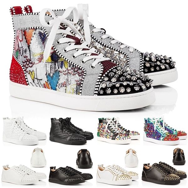 

designer shoes red bottoms studded spikes men women flat sneaker party lovers classical leather casual shoes sneakers size 36-46