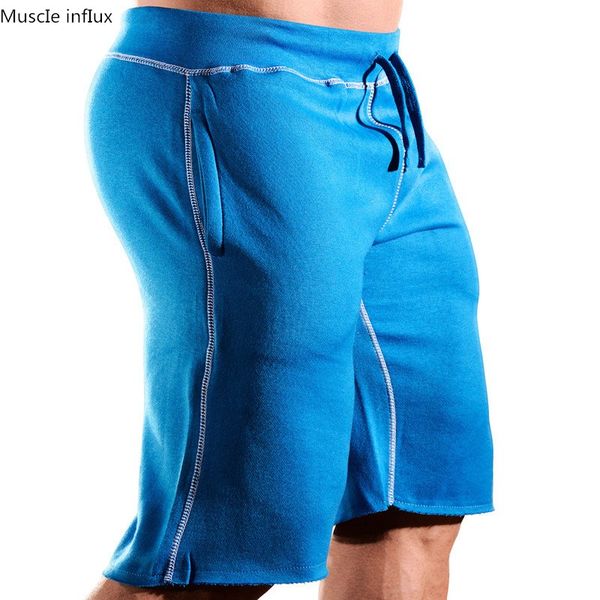 

new men cotton shorts calf-length gyms fitness workout jogger summer male casual short pants joggers slim beach brand sweatpants, White;black