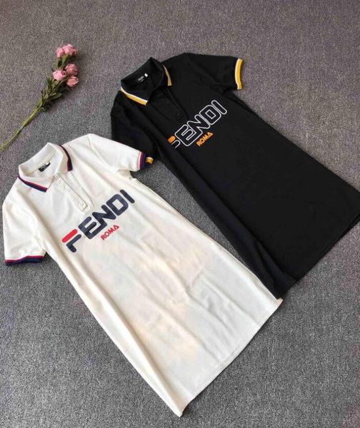 

дизайнерские свитера новая осень весна печатные f-буквы футболки женская мода поло свитер платье поло с коротким рукавом плюс размер, White