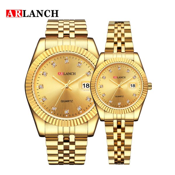 

couple watches business quartz wristwatches calendar clock stainless steel strap relogio masculino men women, Slivery;brown