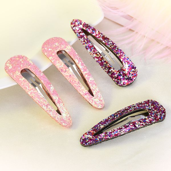 

2019 korea new fashion 2pcs/set women multi-color sequins hair clip snap barrette hairpin hair accessories jewelry, Golden;white