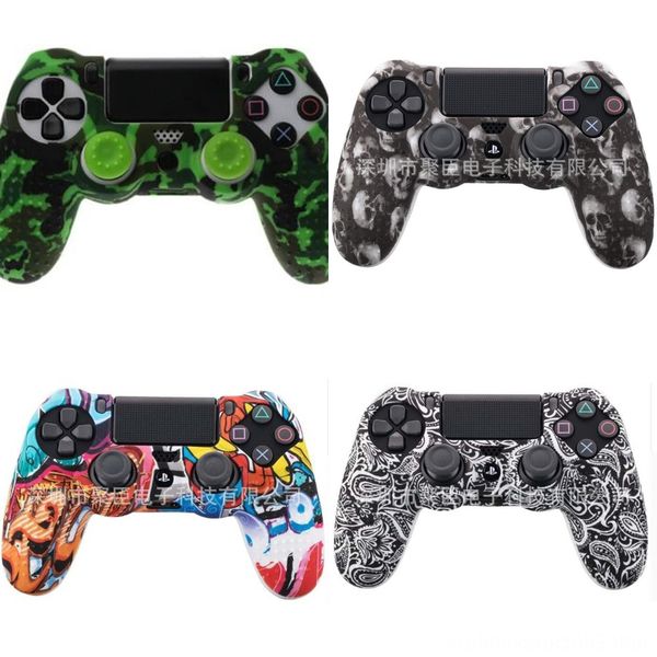 

zrvuo caps gamepad skin grip cover protector case + 2 silicone ps4 for kit controller