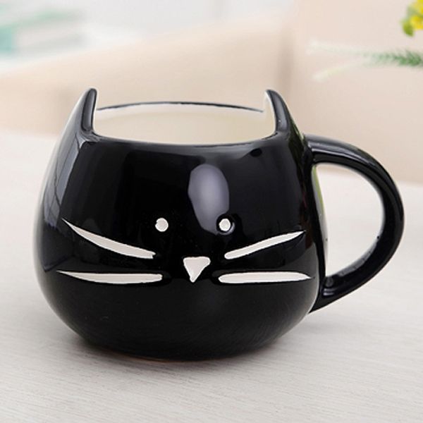 

coffee cup white cat животных чашки молока ceramic lovers кружки cute подарок на день рождения, подарок кристмас (черный