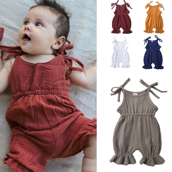 

baby infant jumpsuit suspenders romper baby summer jumpsuits boys girls rompers solid color clothes soft comfortable for 3m-3y baby cz306, Blue