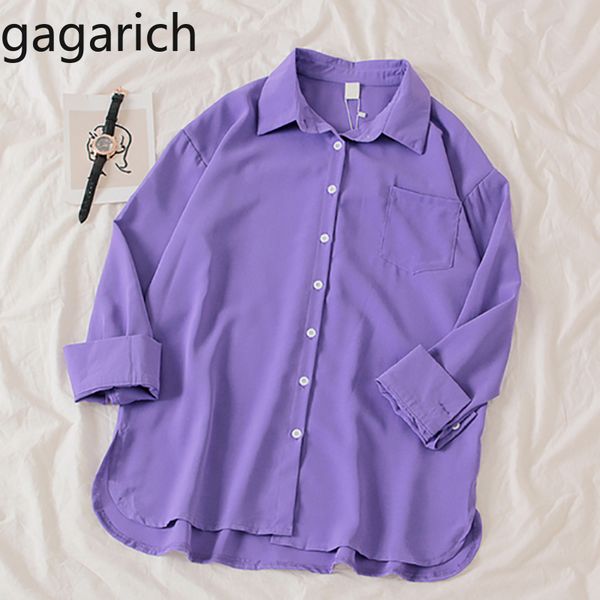 

gagarich women blouse purple long sleeved 2019 autumn new korean style plus size casual shirt, White