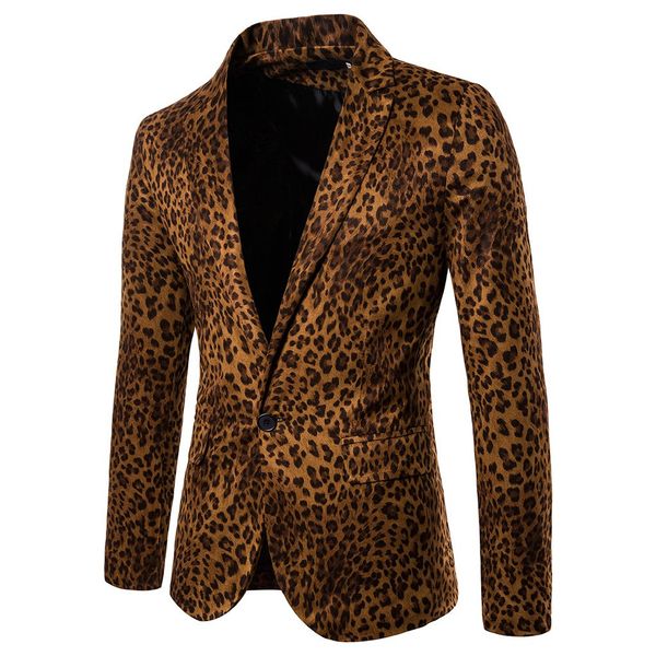 

jaycosin suit men blazer male charm men's casual fit slim suit one button business coat jacket leopard wedding suit for men, White;black