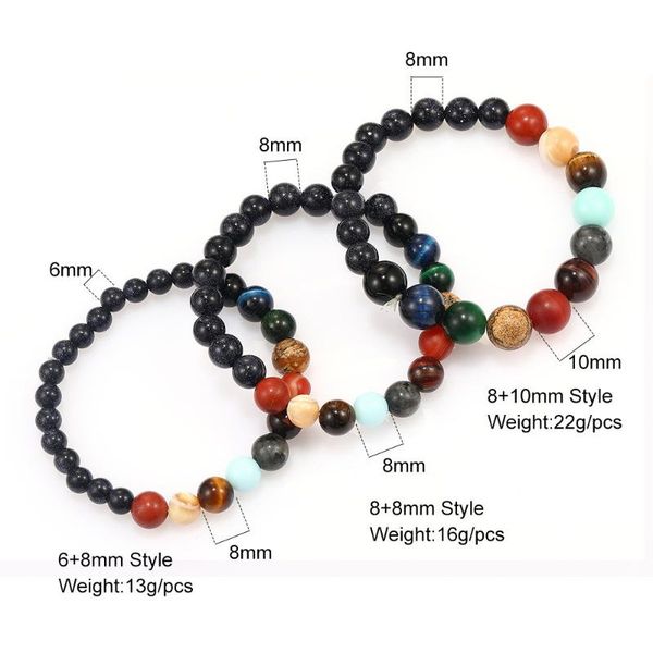 

eight planets bead bracelet natural stone universe yoga solar system bracelet mysterious galaxy design men women fashion jewelry, Black
