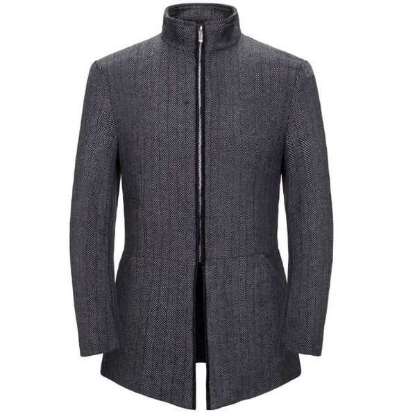 

men trench coat diagonal stripes pattern zipper stand collar long sleeve waisted design men business long trench coats yf15, Tan;black