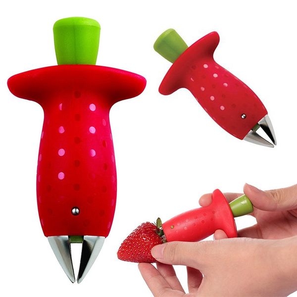 Strawberry Berry Stem Foglie Huller Remover Fruit Corer Utensile da cucina portatile