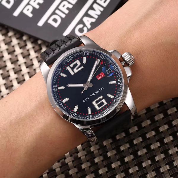 

2019new fashion racers watch automatic mechanical mens wristwatches 42mm watch case black rubber watch belt antique car instrument panel, Slivery;brown