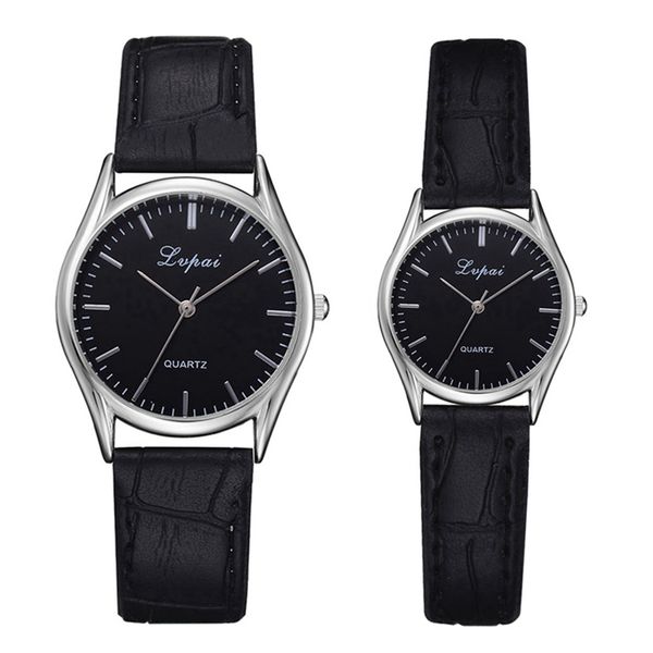 

lvpai марка пара часы повседневная черный кожаный кварцевые мужские спортивные часы платье любовника часы мальчики девочки наручные часы 201, Slivery;brown
