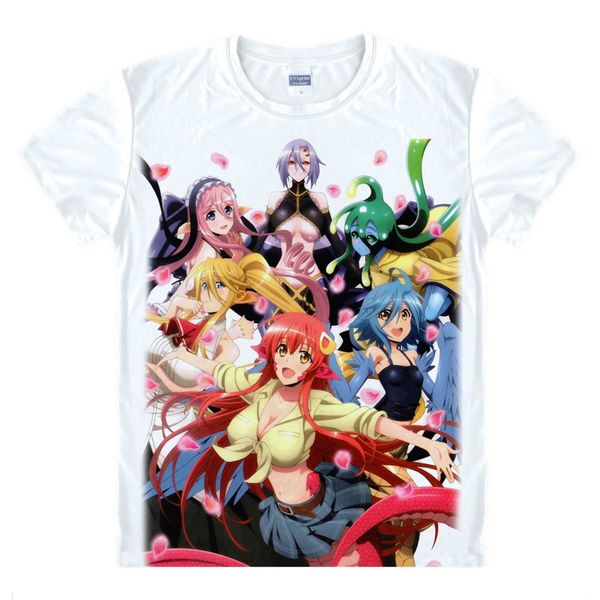 

anime shirt monster musume t-shirts multi-style short everyday life with monster girls miia papi cosplay motivs shirts tee-style147-no01, White;black