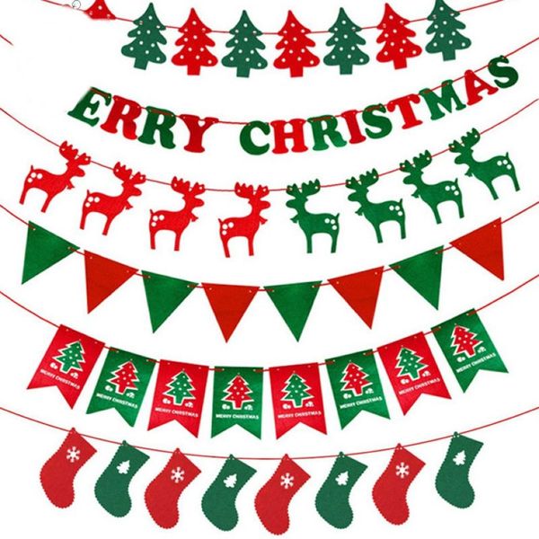 Cartoon Christmas Stockings Banner Flag 6 Designs Christmas Tree