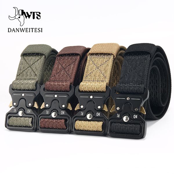 

dwts] equipment combat tactical nylon belts for men army training nylon metal buckle waist belt outdoor waistband, Black;brown
