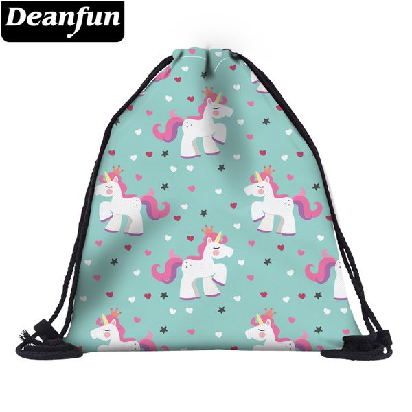 

deanfun unicorn drawstring bags 3d printed women school backpack for storage 60107