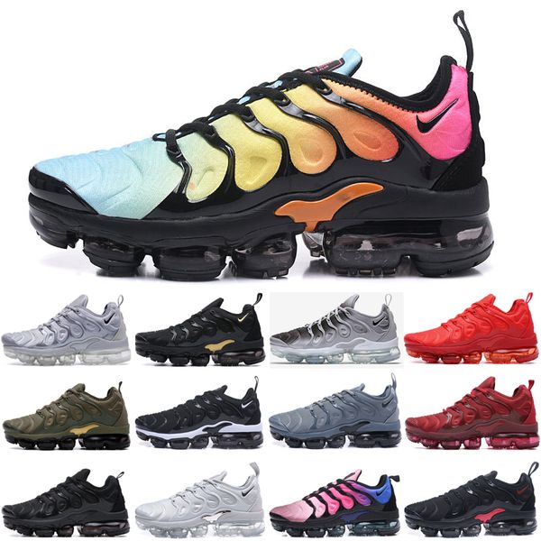 

2019 new tn plus shoes discount triple black white rear blue men women running shoes trainer air cushion tn requin sneakers