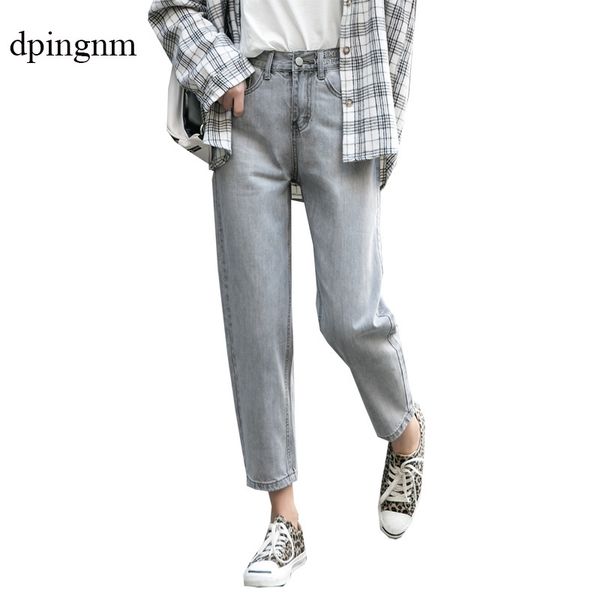 

2019vintage ladies boyfriend jeans for women mom high waisted jeans blue casual pencil trousers korean streetwear denim pants