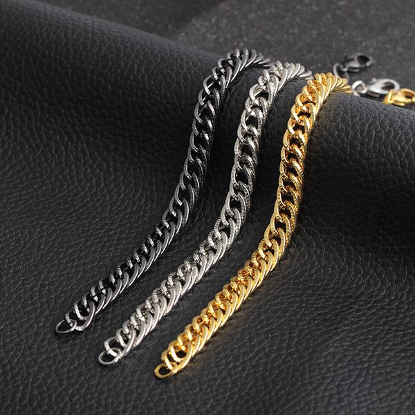 

fashion jewelry men women bracelets stainless steel luxury bracelets man woman designer bracelets chains titanium link 0.5cm,0.8cm width, Black
