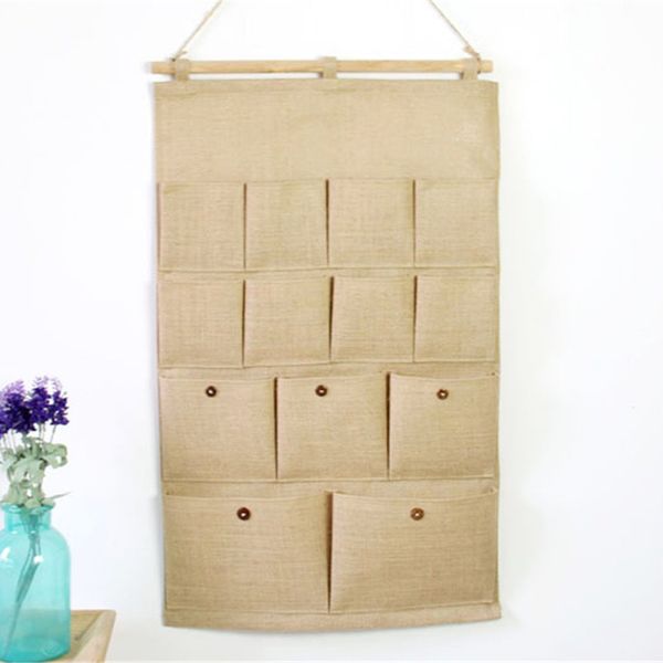 

13 pocket plain cotton hanging bag cleaning bag bucket household home case for homeuse case kep bathroom