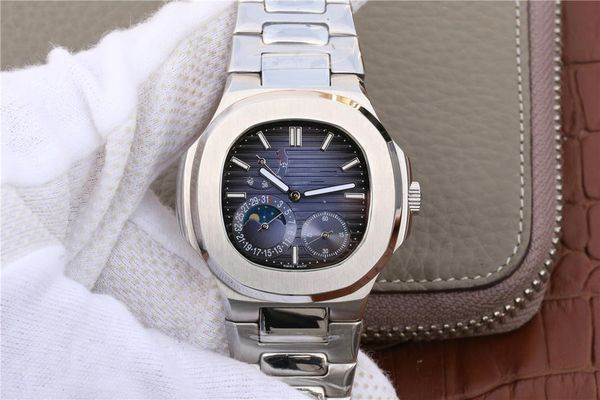 

5712 montre de luxe градиент циферблат тонкой стали ремешок для часов календарь функция фазы автоматическое механическое движение часы дизай, Slivery;brown