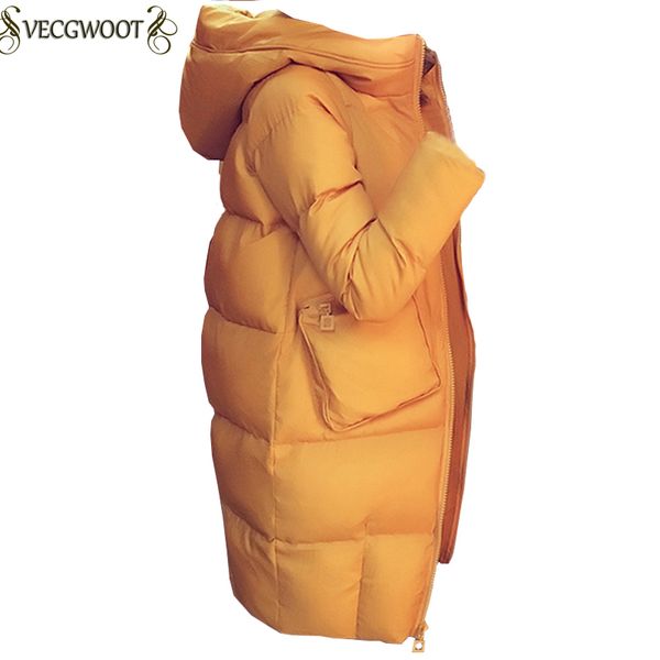 

soft girl winter cute wadded jacket 2017 new medium-long solid color hooded loose comfortable cotton-padded jacket coat female, Black