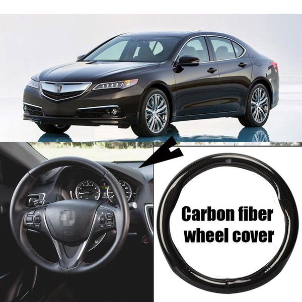 

for acura tlx car black carbon fiber leather steering wheel cover sport racing