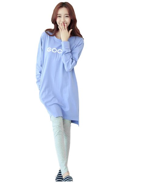 

бесплатная доставка главная ткань 2018 новый женский с длинными рукавами молоко шелковые пижамы костюмы прекрасный расслабленный повседневна, Blue;gray