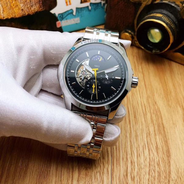 

2020 новых мужских механических часы прохладных звездной личности набора личность мальчиков модные моды многофункциональных часов, Slivery;brown