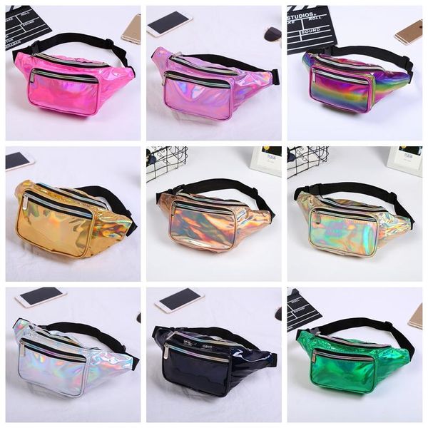 

laser fanny pack shiny waist packs hip bag women waistband banana cheast bag outdoor beach travel bag purse