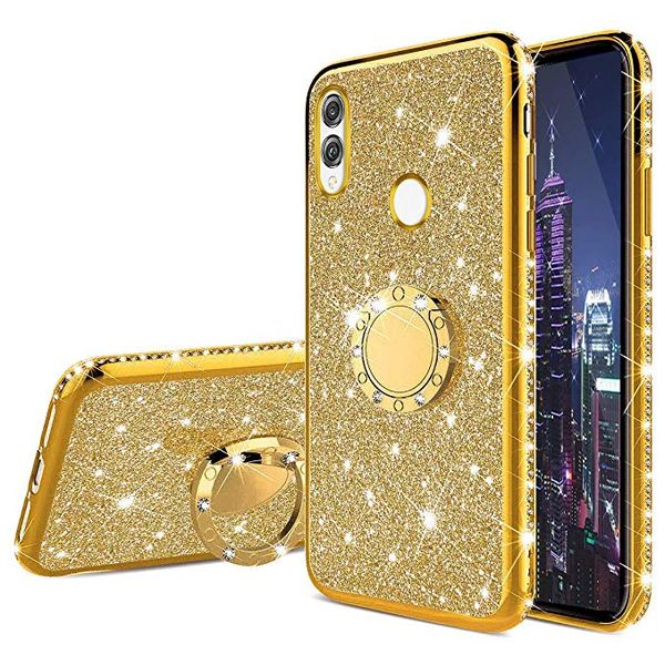 

for samsung galaxy a10s a20s ultra-slim glitter bling diamond luxury plating silicon tpu soft cover with ring stand holder