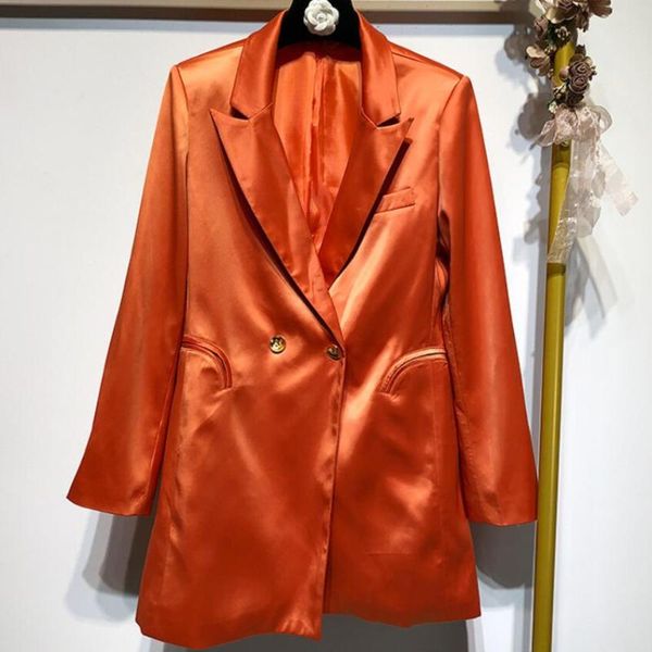 

women's suits & blazers bright long-sleeved mid-length suit women 2021 spring fashion double-breasted slim blazer jacket, White;black