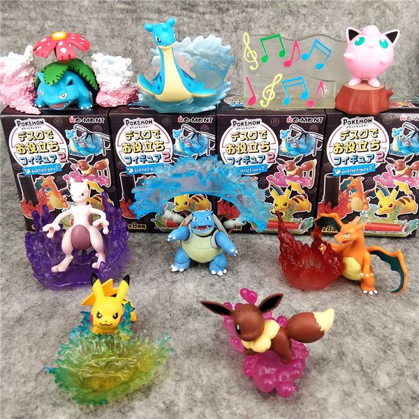 

figures toys pikachu bulbasaur charmander blind box spectacles support deskdecor pencil vase 8 styles 8 box per set