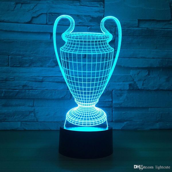 

Футбол Кубок Trophy лампа 7 цветов Изменения 3D LED Night Light Touch Кнопка USB младенец Комната