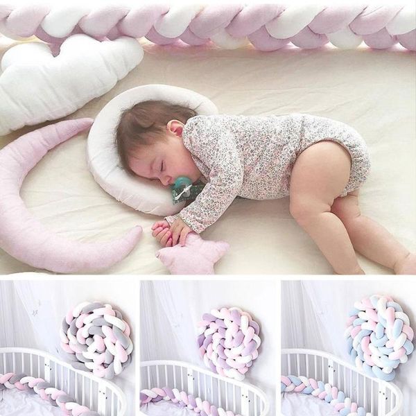 

2m knot soft baby bed bumper crib fence crib side 3 anti-fall protection newborn cot for infant bumpers bedding braid r5h7