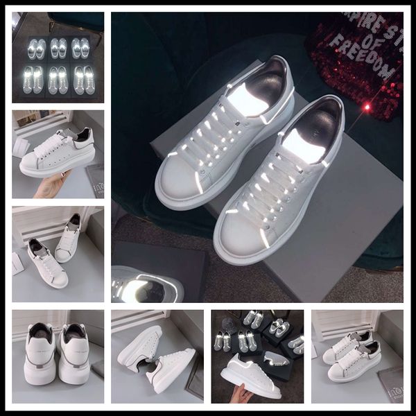 

2019 luxury men's women's casual shoes 3m reflective designer sneakers leather black white fashion women flat sports shoes trainer
