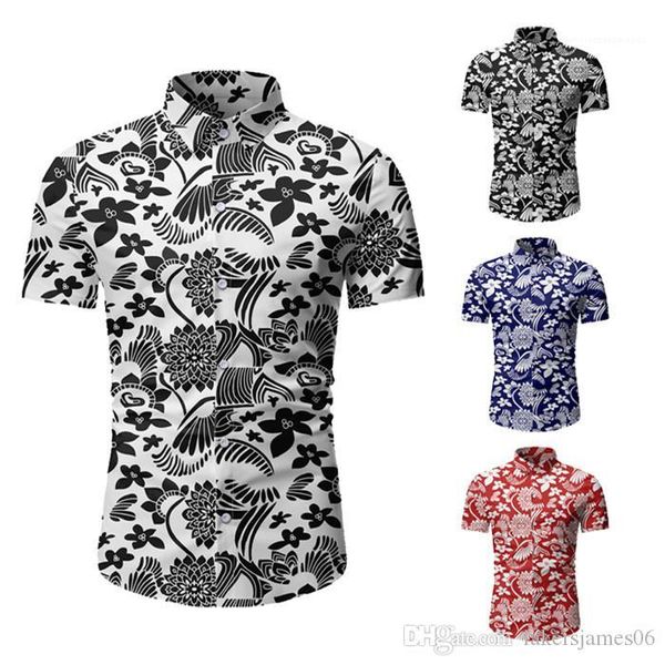 

2020 short sleeve lapel neck floral print fashion style casual apparel mens summer desinger beach tshirts new, White;black