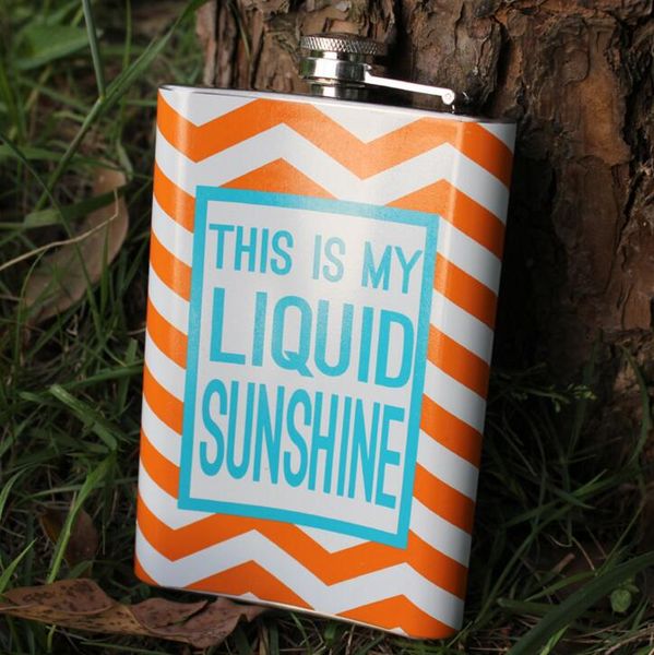 

60pcs/lot 9oz stainless steel strip hip flask for outdoor hiking russian flagon