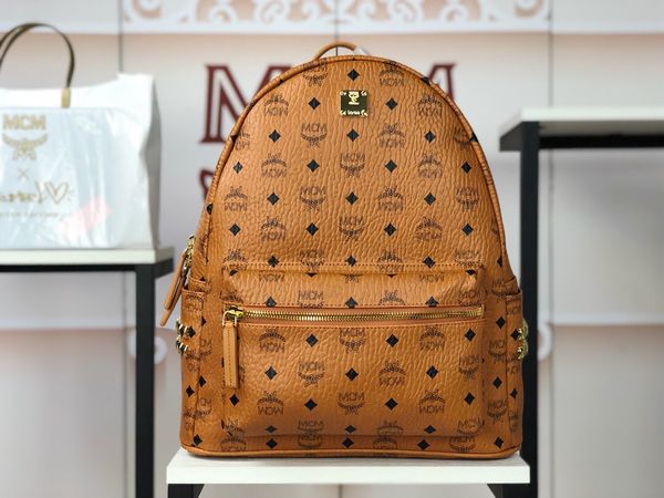 

stark visetos side rivets classical famous backpack for women and wen genuine leather school bags weekend bag shoulder handbag