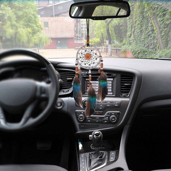 

car pendant craft dream catcher net car pendant feather hanging ornament handmade perfect gifts auto accessories high quality
