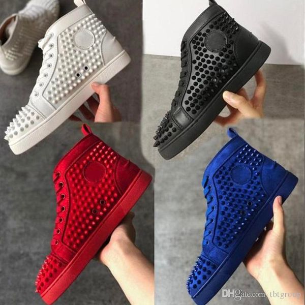 

wholesale spike shoes luxury men's sneaker suede spikes red bottom designer shoes flats shoes men & women party designer sneakers, Black