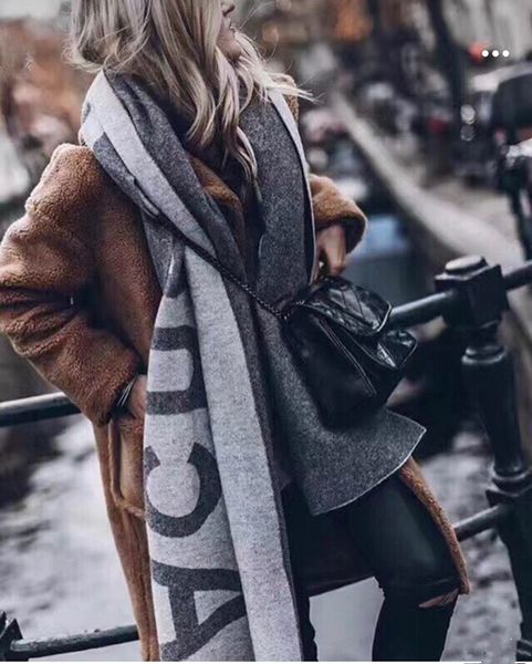 

Studio hang tag hawl with de igner carve for fa hionable elegant women 039 wear luxury carf acne letter long warm carf, Black;white