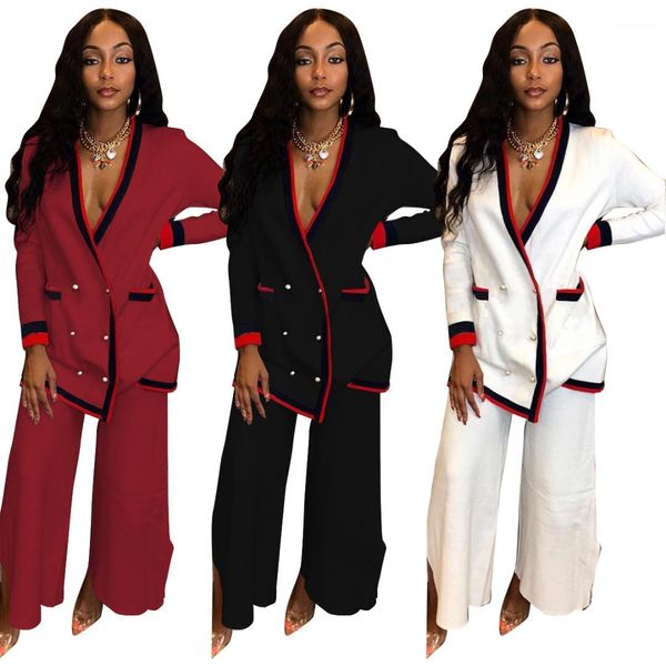 

suits blazers pants tracksuits single breasted long trousers suits women fashion 2pcs, Gray