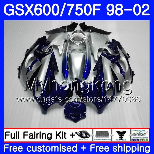 Тело для Suzuki Katana GSXF 600 750 GSXF750 98 99 00 01 02 292HM.1 GSX 750F 600F Blue Silvery Hot GSXF600 1998 1999 2000 2001 2002